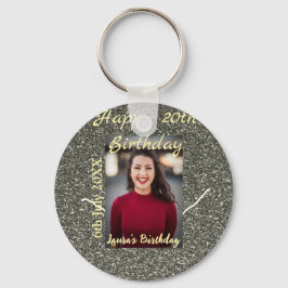 Silverglitter-foto 20-årsdag lägg till namn-datum nyckelring