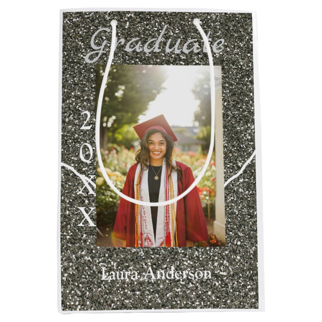 Silverglitter-fotot studenten lägger till namn-kla (Framsidan)