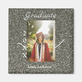 Silverglitter-fotot studenten lägger till namn-kla magnet