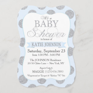 Silverglitter pricker baby showerinbjudankortet inbjudningar