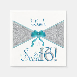 Silverglitter, sweet sixteen, beställnings- pappersservett
