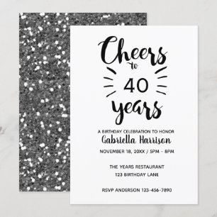 Silverglitterjubel till den 40th födelsedagen inbjudningar