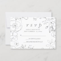 Silvergrå Blommig Enkel Elegant Bröllop RSVP