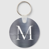 Silvergrå Borstad Metall Girligt Skript Monogram