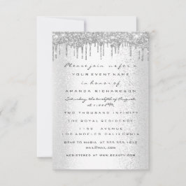 Silvergrå bröllopsglitterdropar till söta 16-årsfi inbjudningar