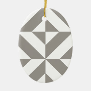 Silvergrå geometrisk art déco julgransprydnad keramik