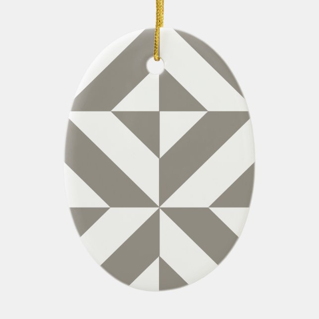 Silvergrå geometrisk art déco julgransprydnad keramik (Framsidan)