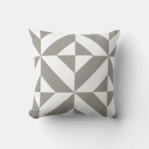 Silvergrå geometrisk Art Deco Kudde