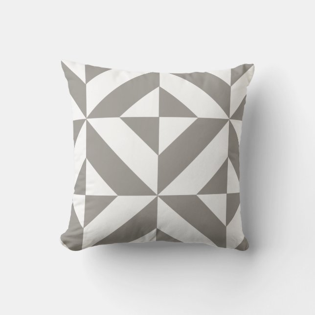Silvergrå geometrisk Art Deco Kudde (Framsida)