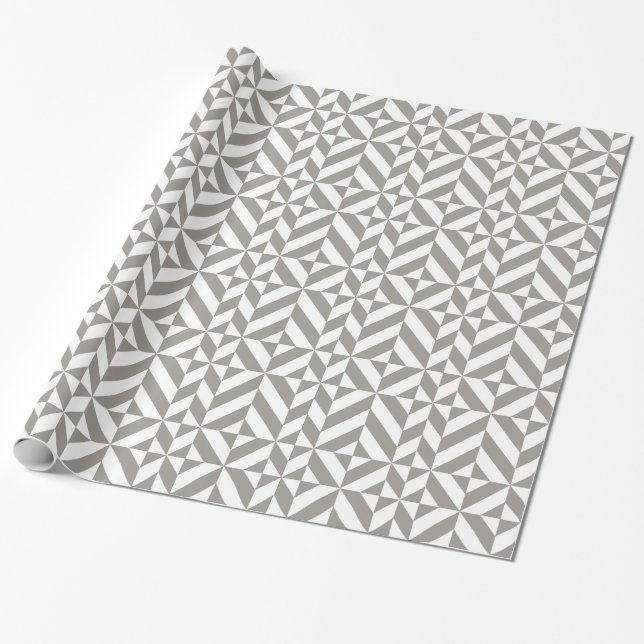 Silvergrå geometrisk art déco presentpapper (Utrullad)