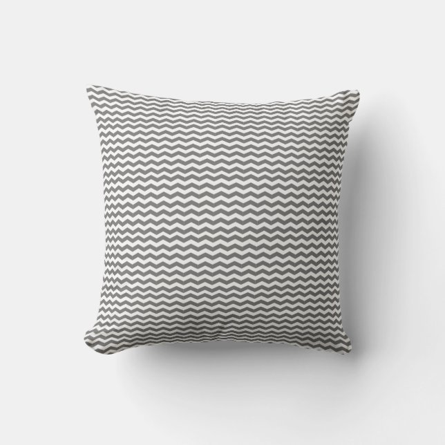 Silvergrå geometrisk chevron sicksack-mönster kudde (Framsida)