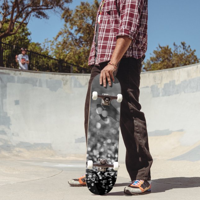 Silvergrå glitter-bokeh glamour 1 mini skateboard bräda 18,5 cm (Utomhus 2)
