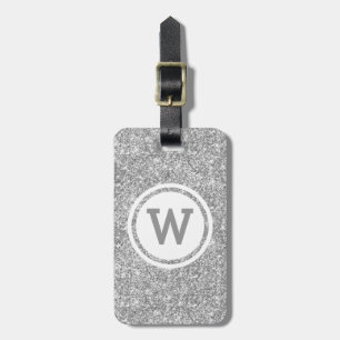 Silvergrå Glittercirkulär Monogram Bagagebricka