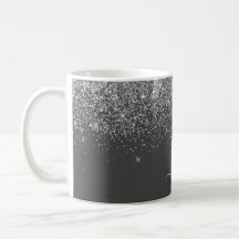Silvergrå glittrig glittermonogramnamn