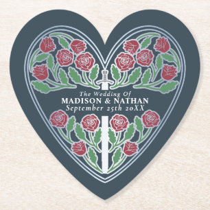 Silvergrå kunglig medeltida blommig svärd bröllop underlägg papper