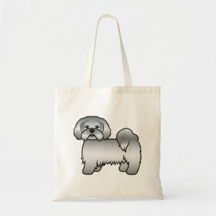 Silvergrå Lhasa Apso Söt Tecknad Hund Tygkasse