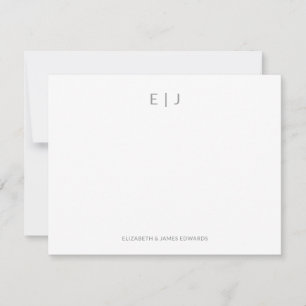 Silvergrå Minimalistiska Par Förnamnsinitialer Per Anteckningskort
