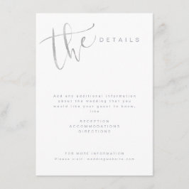 Silvergrå Modern Enkel Skript Bröllopsdetaljer Tilläggskort