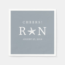 Silvergrå Monogram Sjöstjärna | Bröllop Pappersservett