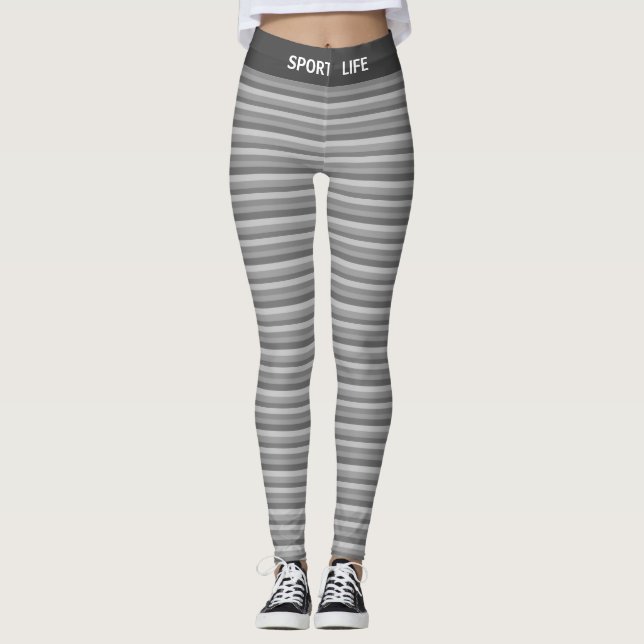 Silvergrå nyansrandig leggings (Framsida)