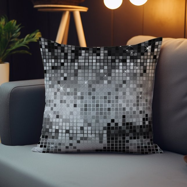 Silvergrå paljetter Disco Glitter Mönster Utomhuskudde (Skapare uppladdad)
