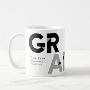 Silvergrå stora feta vinkelklippta bokstäver exame kaffemugg