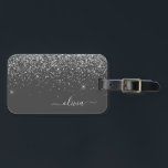 Silvergrå tjejaktig glitter glans monogramnamn bagagebricka<br><div class="desc">Silver och grå (grå) glans glitter monogramnamn och initiala resväskemärke. Märket för resväskor är den perfekta söta 16-årspresenten,  bröllop,  bröllopsdusch,  baby shower eller möhippa-gåva till någon som dekorerar sitt rum med stil.</div>
