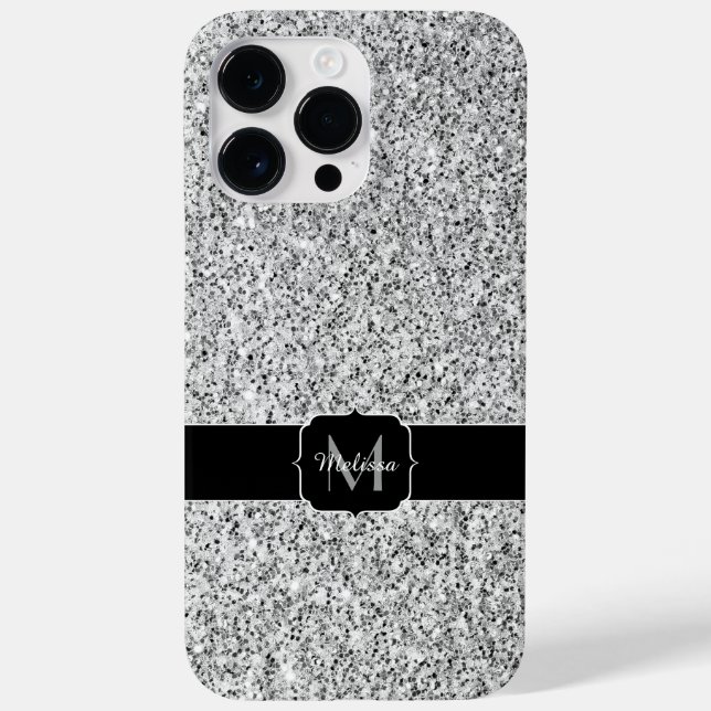 Silvergrått ljus glitter gnistrar Monogram (Baksida)