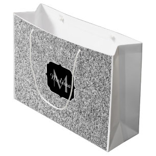 Silvergrått ljus glitter gnistrar Monogram