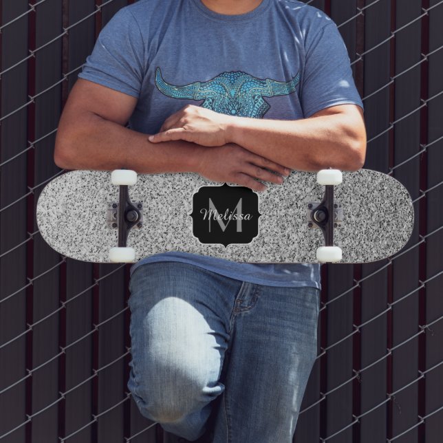 Silvergrått ljus glitter gnistrar Monogram Skateboard Bräda 20,5 Cm (Utomhus 3)