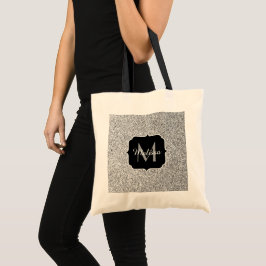 Silvergrått ljus glitter gnistrar Monogram Tygkasse