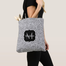Silvergrått ljus glitter gnistrar Monogram Tygkasse