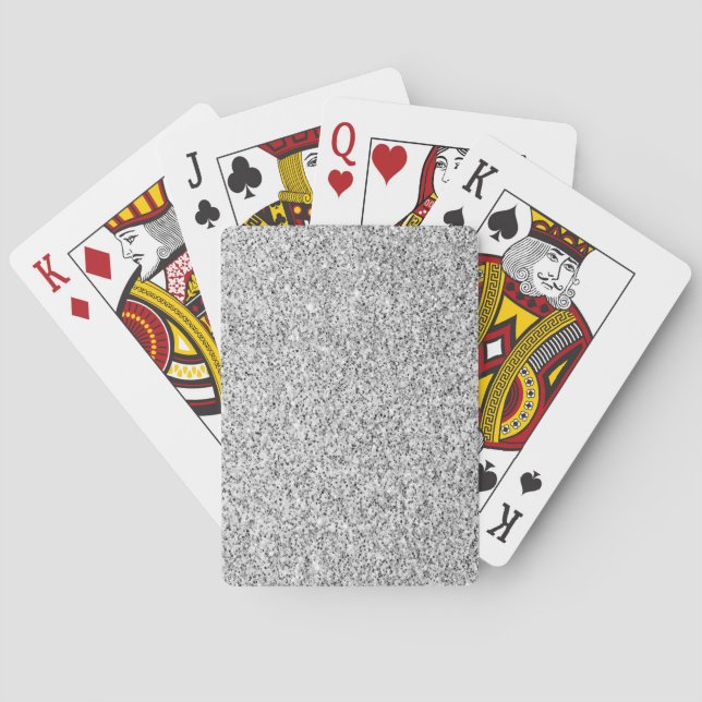 Silvergrått ljus glittergnistrar casinokort (Baksidan)