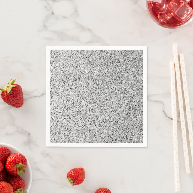 Silvergrått ljus glittergnistrar pappersservett (Insitu)
