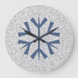 Silvergråttglitter med blåttsnowflaken stor klocka
