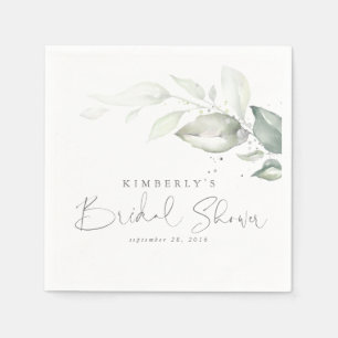 Silvergröna blad Elegant bröllopsfest Pappersservett