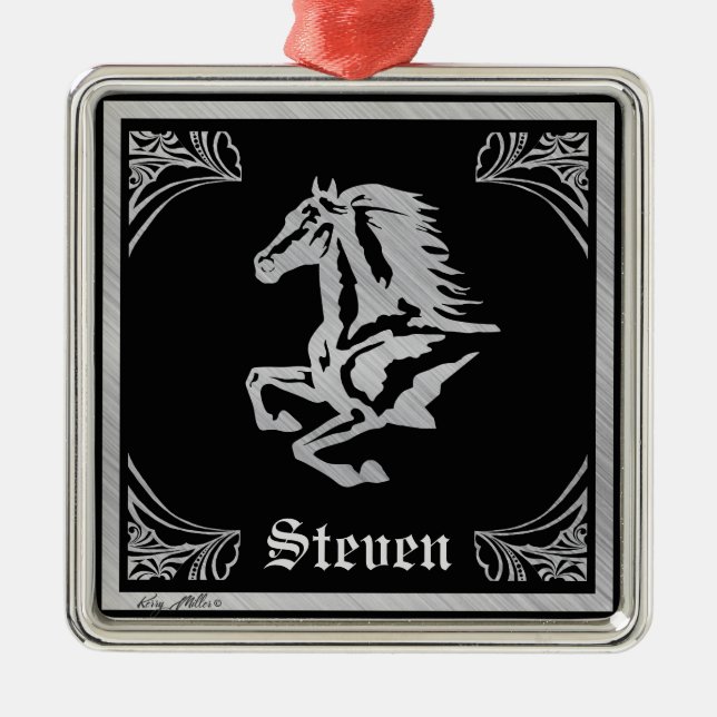 SILVERHÄST SILHUETT JULGRANSPRYDNAD METALL (Framsidan)