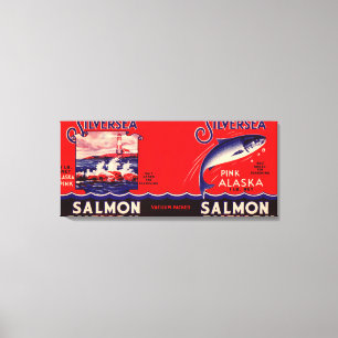 Silverhavet brännmärker laxetiketten Seattle, WA Canvastryck