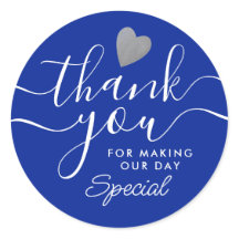 Silverhjärta Blå Och Vit Tack För Mervärde