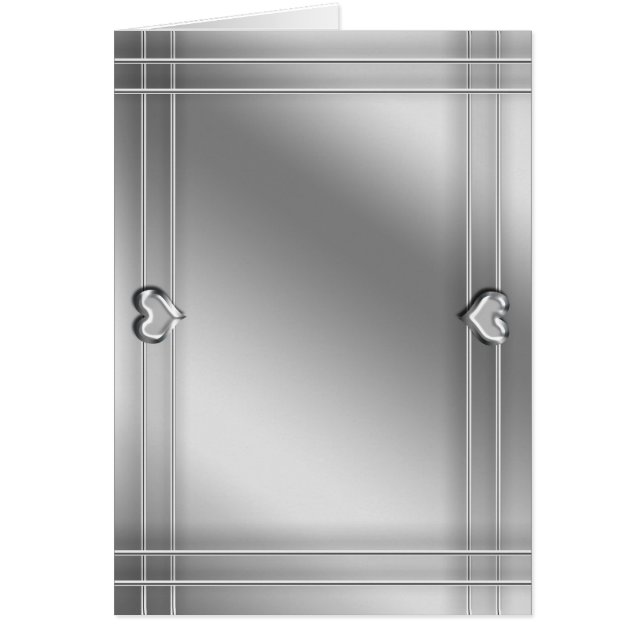 Silverhjärtor (porträtt) hälsningskort (Framsidan)