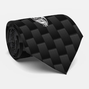 Silverhjortbock på dekor för kolfiberstil slips