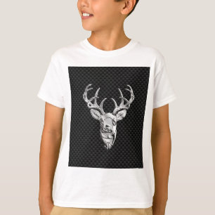 Silverhjortbock på dekor för kolfiberstil t-shirt