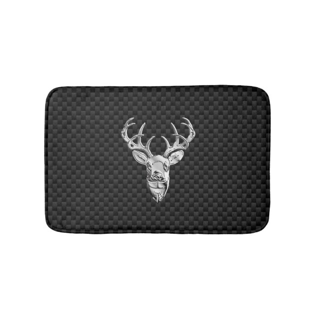 Silverhjortbuck på kolfiberstil tryck badrumsmatta (Framsidan)