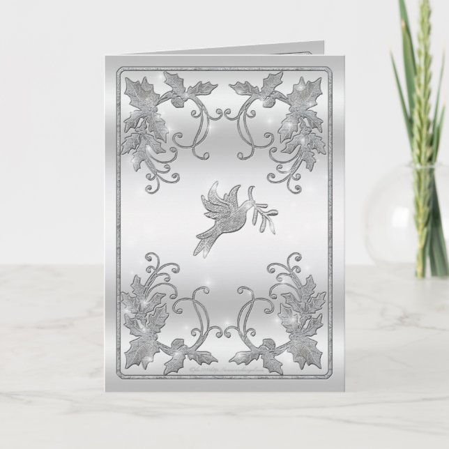 Silverjärnek och duvahälsning helgkort (Framsida)