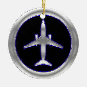 Silverjetflygplan Julgransprydnad Keramik