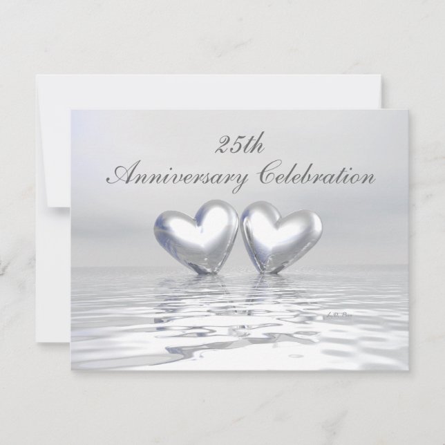 Silverjubileum Hjärtan Inbjudningar (Framsida)