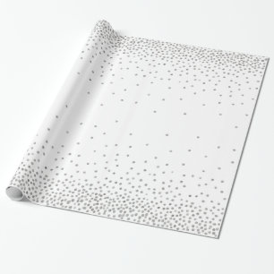 Silverkonfettiar över vithelgdagstil presentpapper