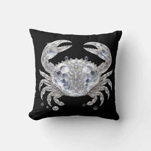 Silverkristallkrabba | Gnistrande Ocean Lyx Kudde (Framsida)