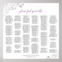 Silverlace Lavendel Alfabetisk Placeringsplan Poster