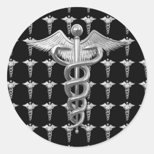 SilverläkarundersökningCaduceus Runt Klistermärke